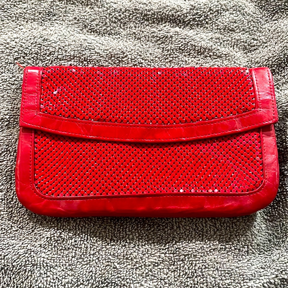 Vintage Whiting and Davis red metal mesh wallet